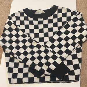 Black and White Checkered Women's Sweater